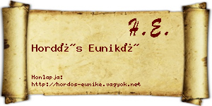 Hordós Euniké névjegykártya